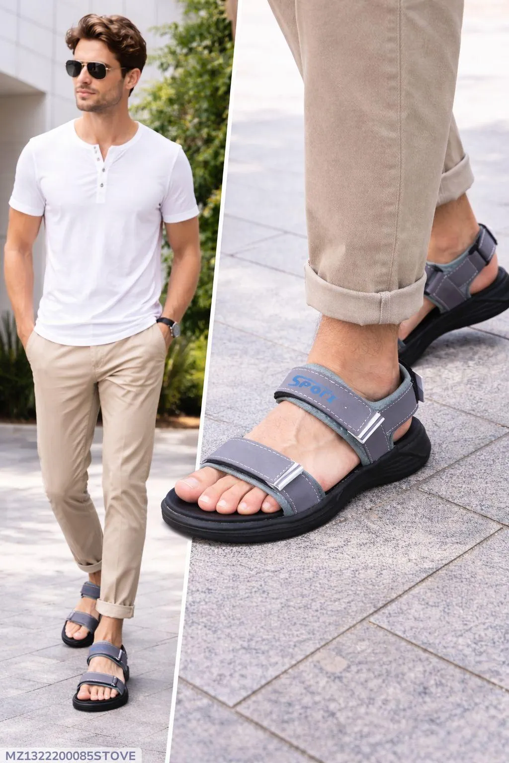 Men's Fabric Fancy Sandals (Grey-ED01)