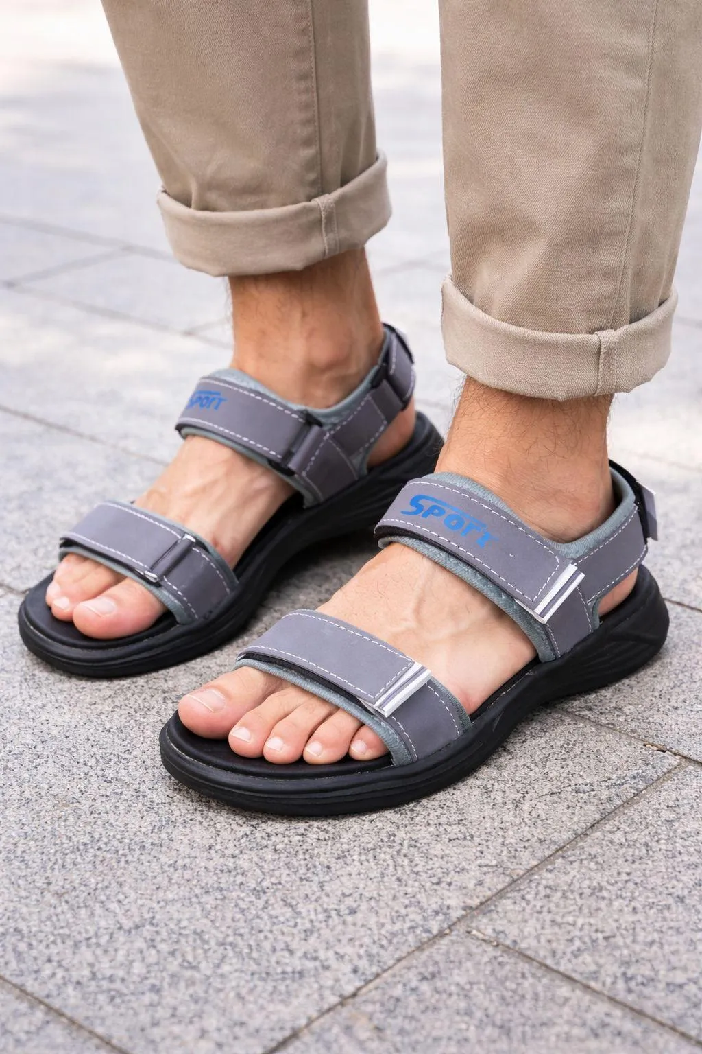 Men's Fabric Fancy Sandals (Grey-ED01)