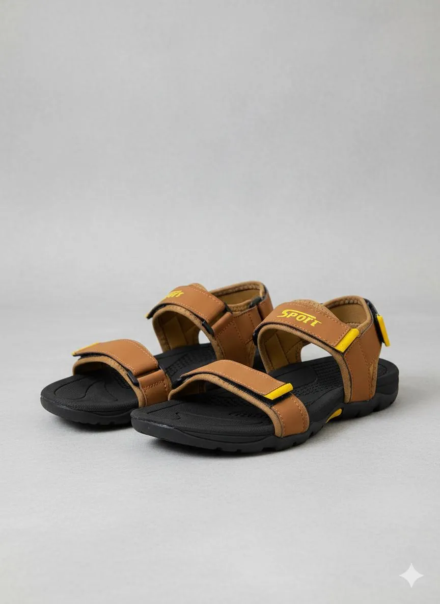 Men's Mustard Fabric Fancy Sandals Casual Formal Strap Sandals