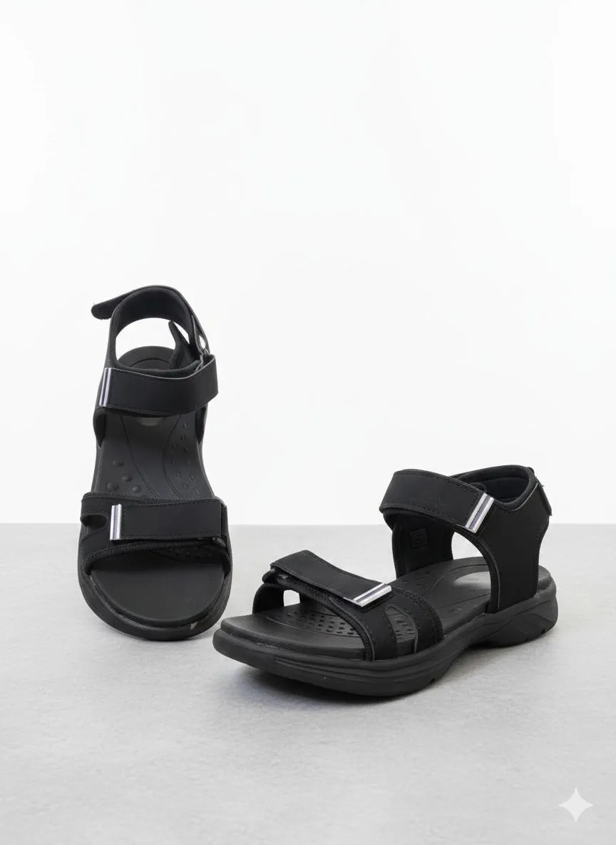 Men's Fabric Fancy Sandals (BLACK ED-001)