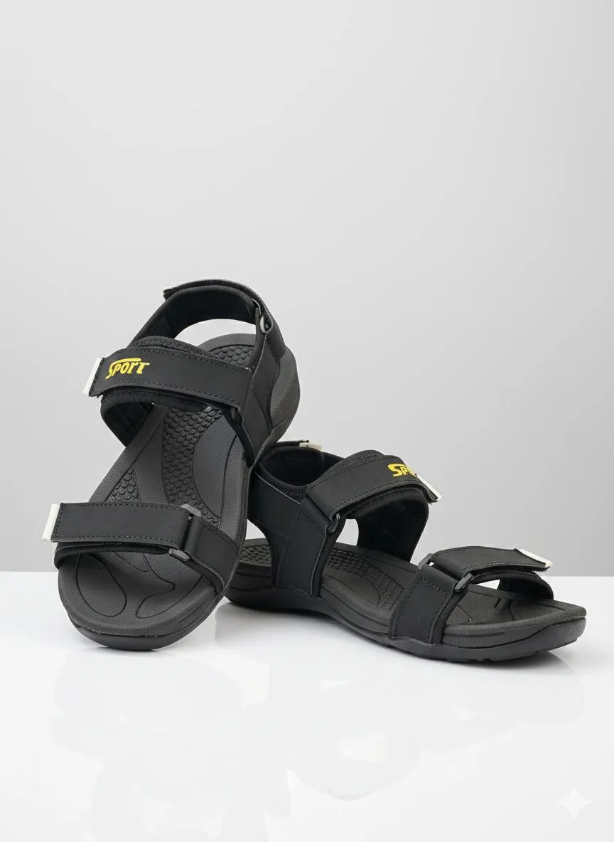 Men's Fabric Fancy Sandals (BLACK ED-003)