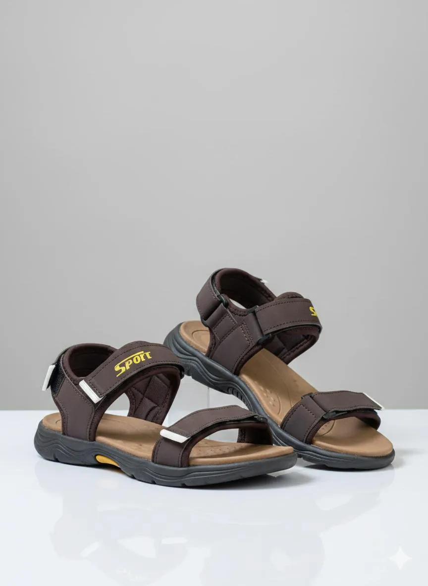 Men's Brown Fabric Strap Sandals Formal Casual All Season