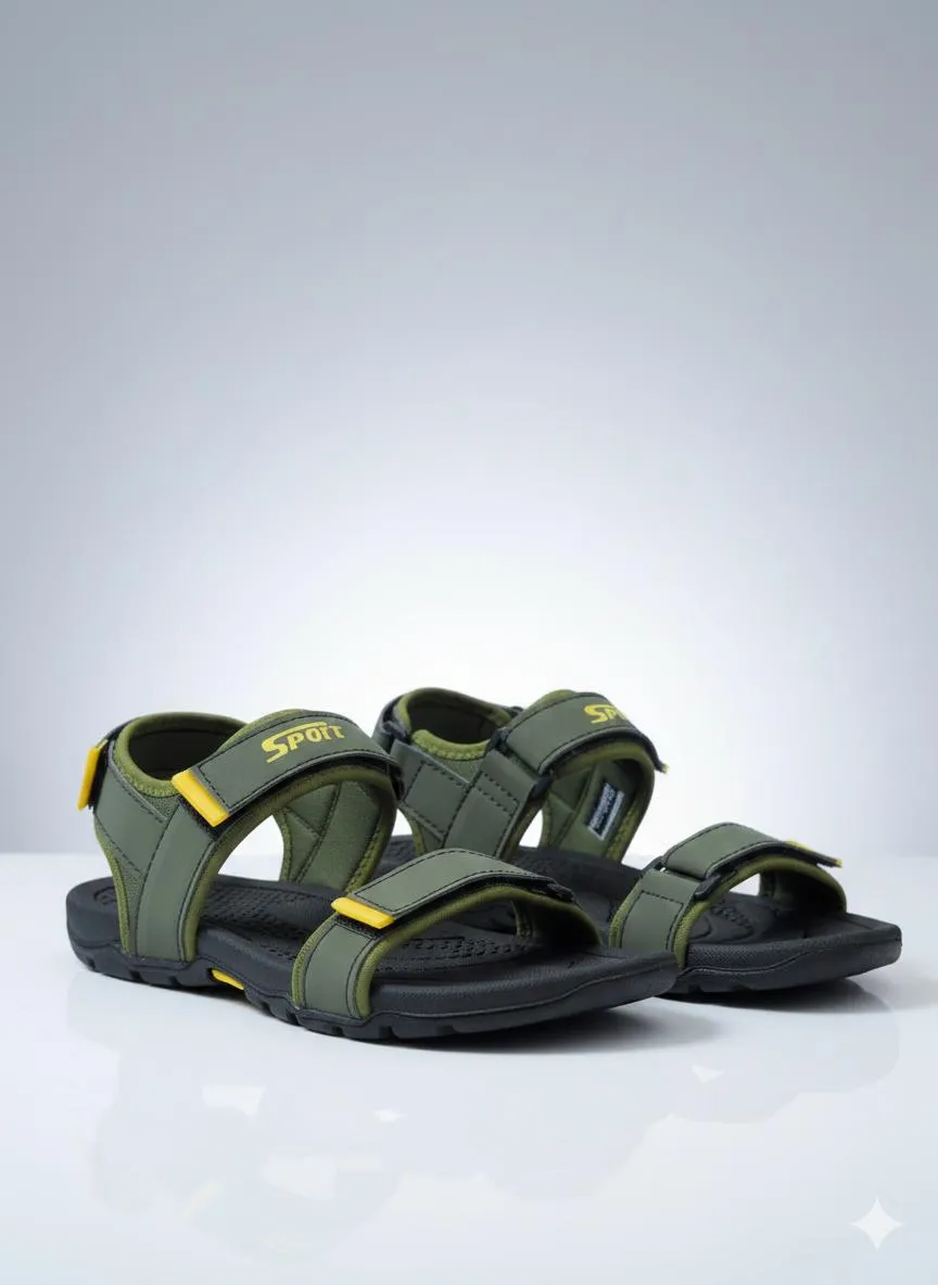 Men's Green Fabric Fancy Sandals Casual Formal All Season