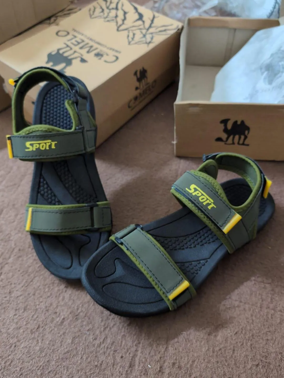 Men's Green Fabric Fancy Sandals Casual Formal All Season