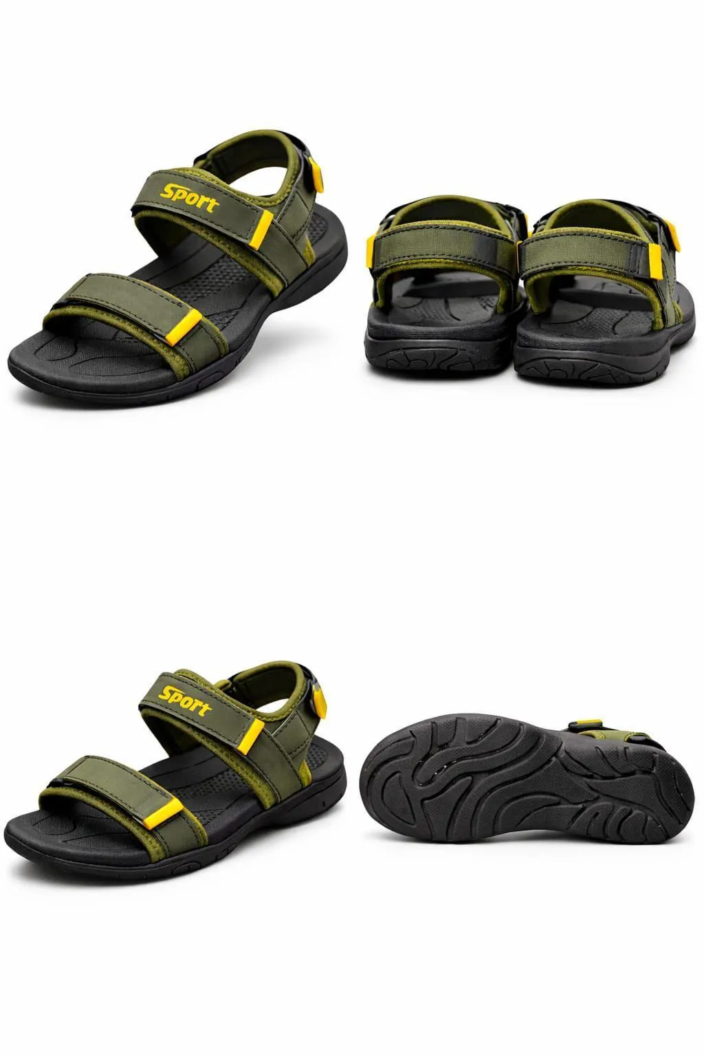 Men's Green Fabric Fancy Sandals Casual Formal All Season