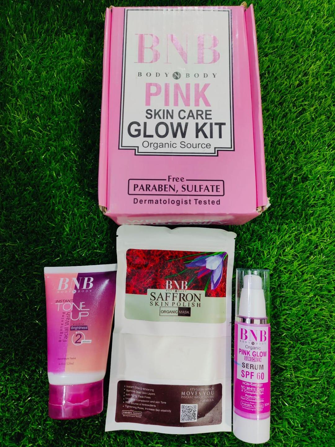 Rejuvenating Pink Glow Facial Kit - Nourishing Saffron Mask & SPF Combo for All Skin Types