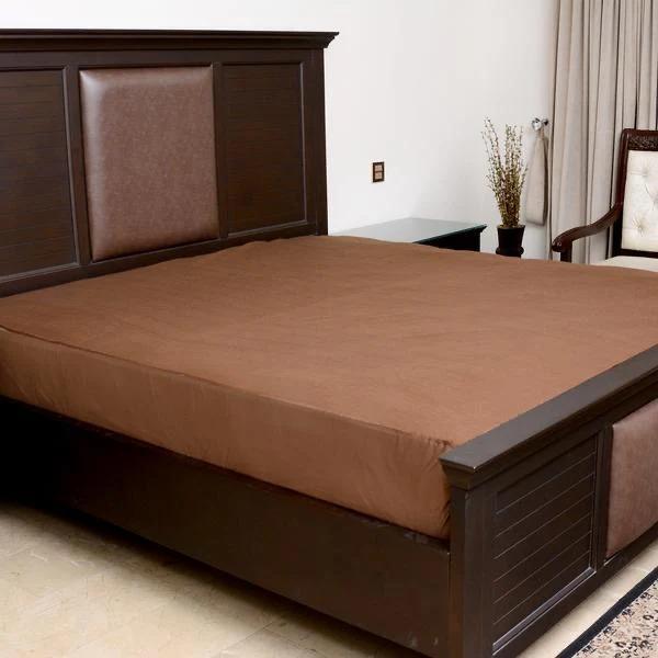 Terry Cotton Plain Double Bed Mattress Cover