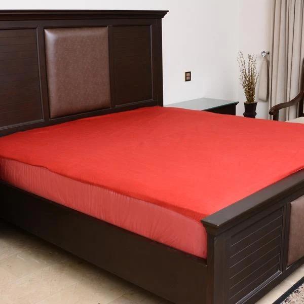 Terry Cotton Plain Double Bed Mattress Cover