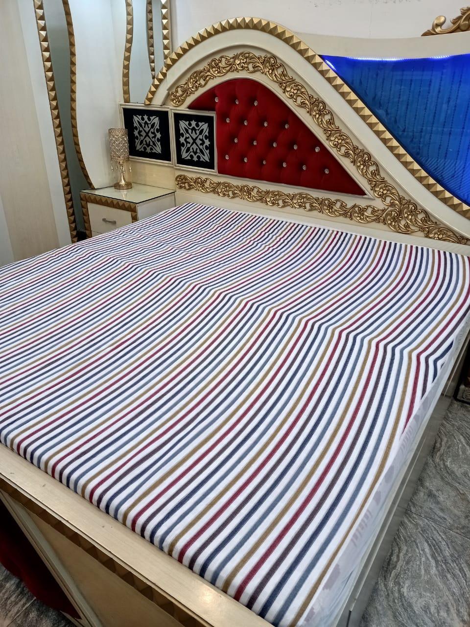 Terry Cotton Plain Double Bed Mattress Cover