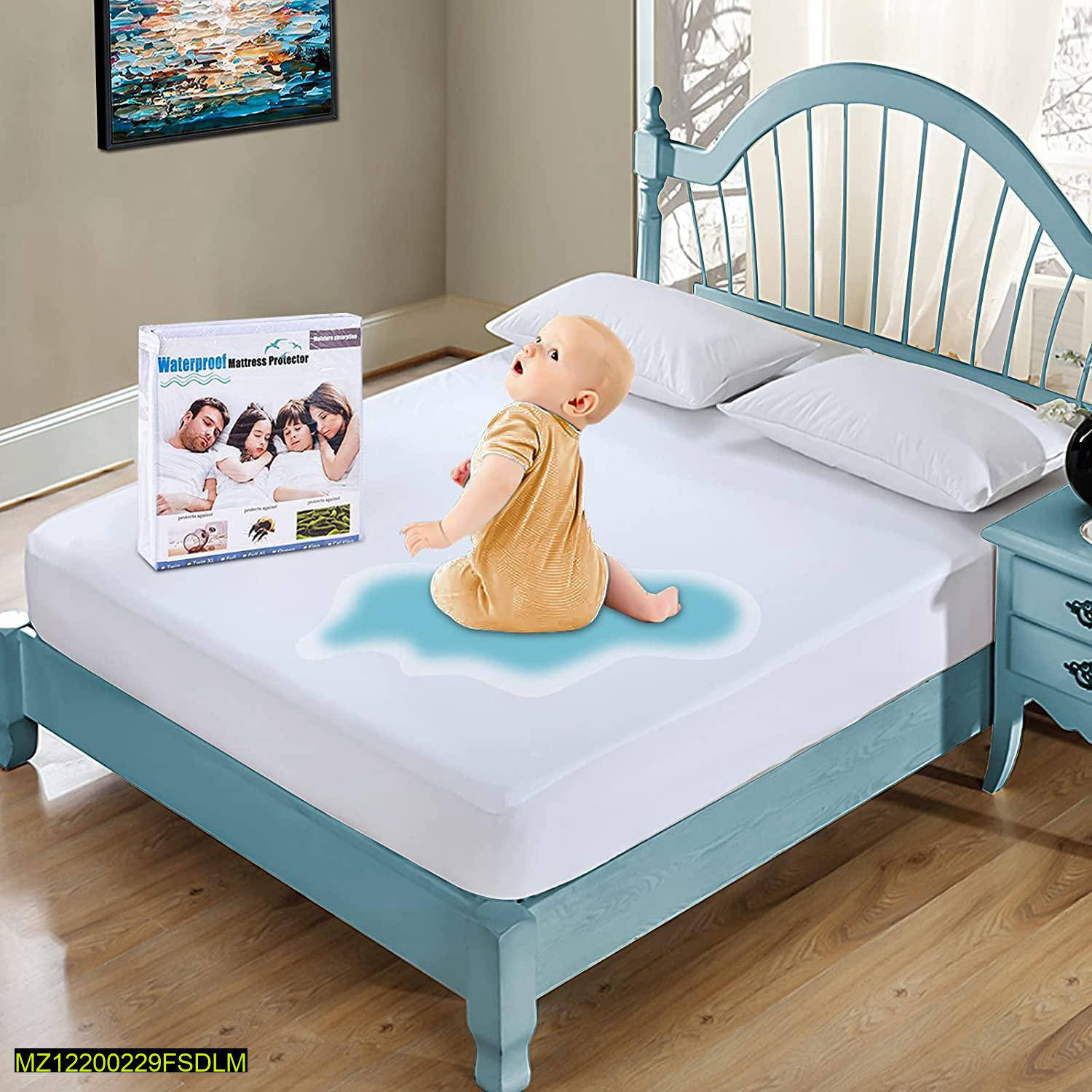 Cotton Plain Double Bed Mattress Cover