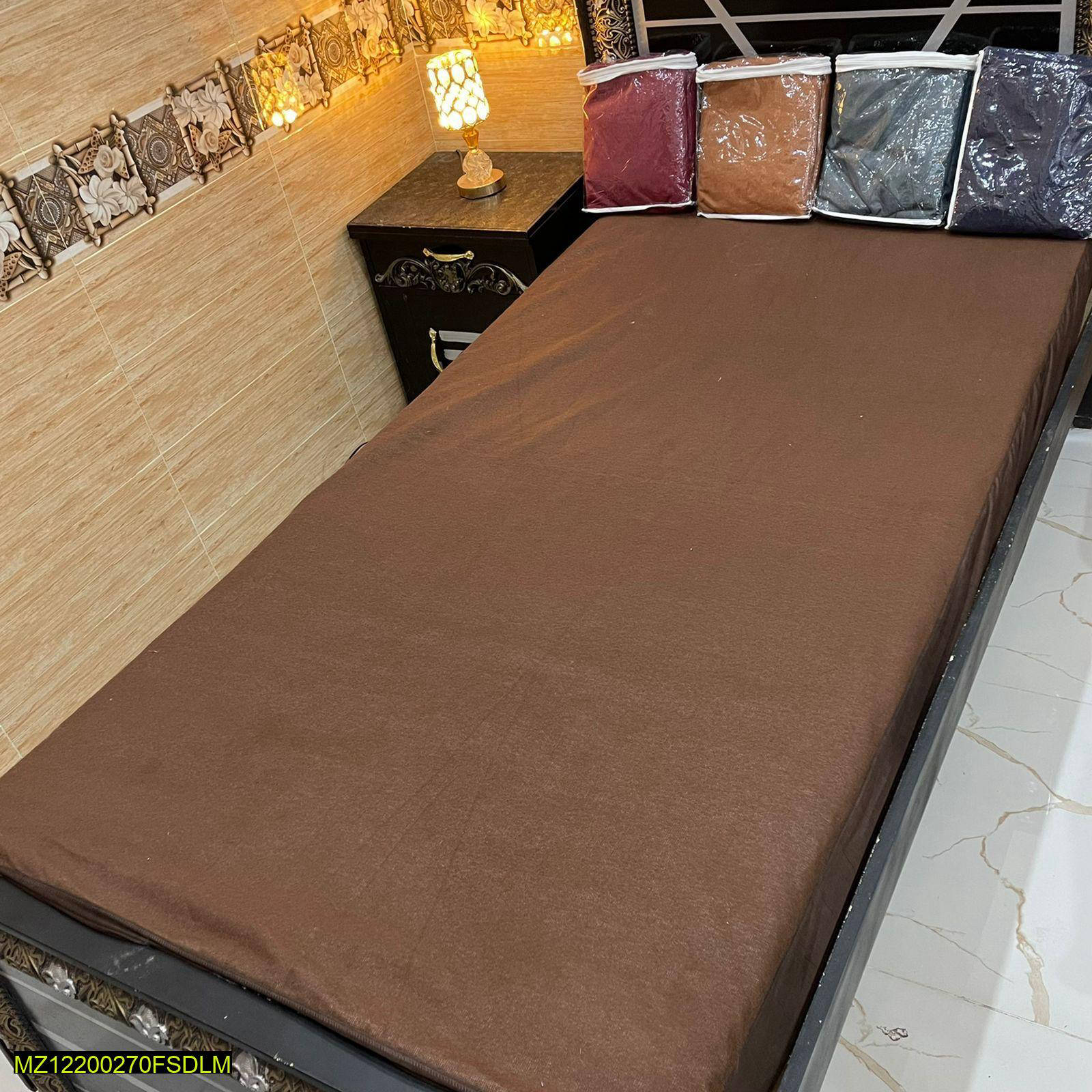 Cotton Plain Single Bed Mattress Cover