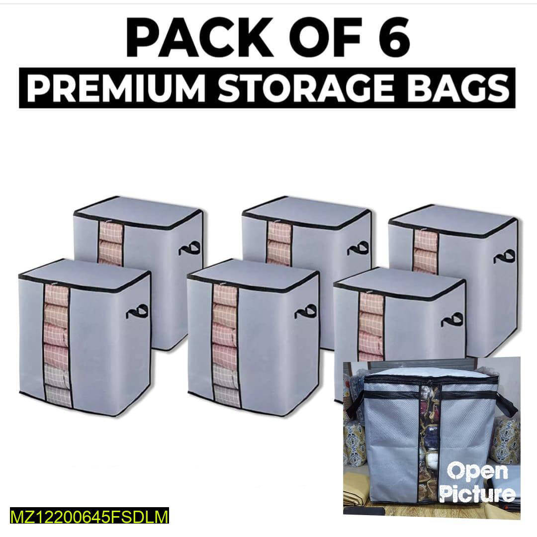 Storage Bag, Pack Of 6 - Grey