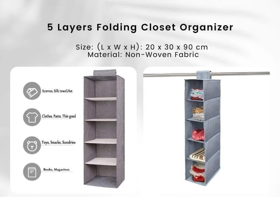 Versatile Grey Wardrobe Organizer - Easy-To-Use Features, 1 Pc