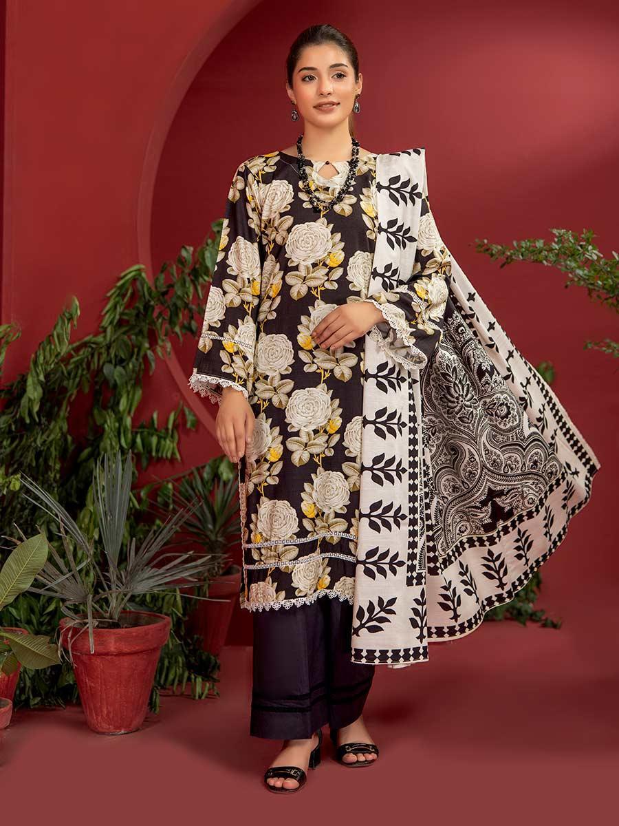 3 Pcs Women's Unstitched Linen Printed Suit