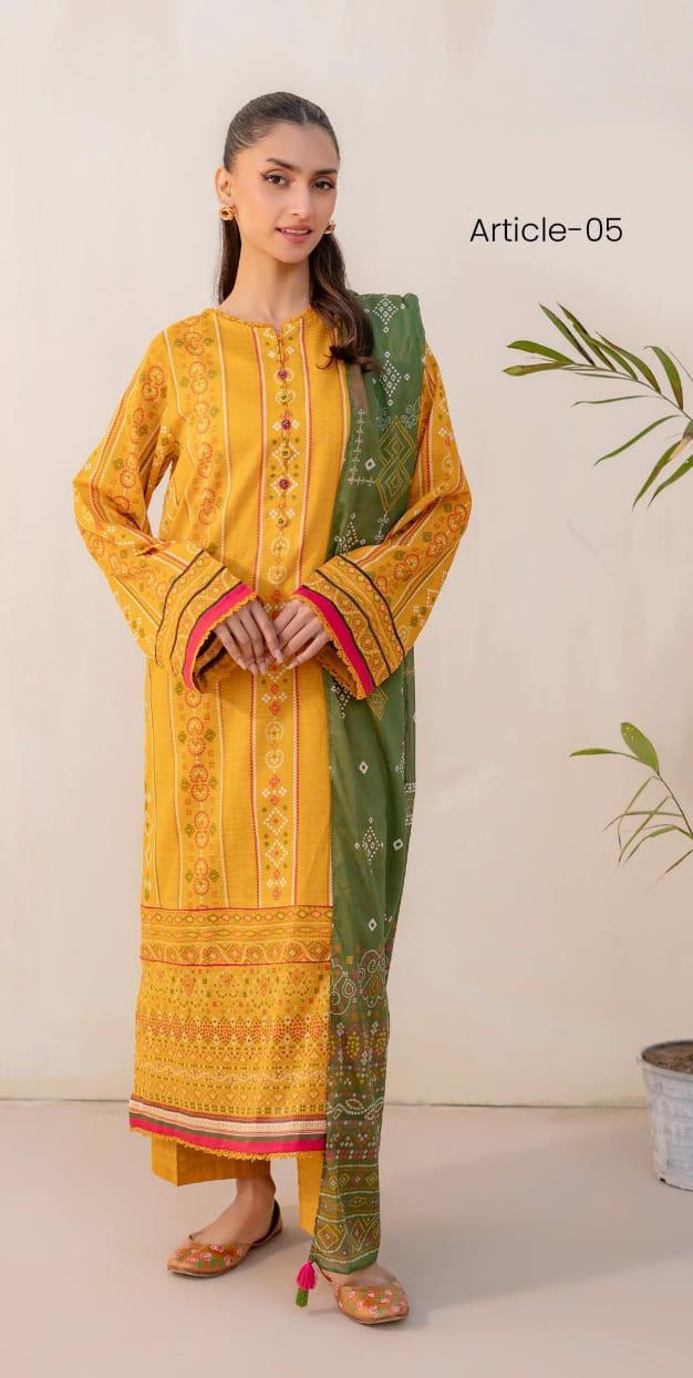 3 Pcs Women's Unstitched Printed Suit