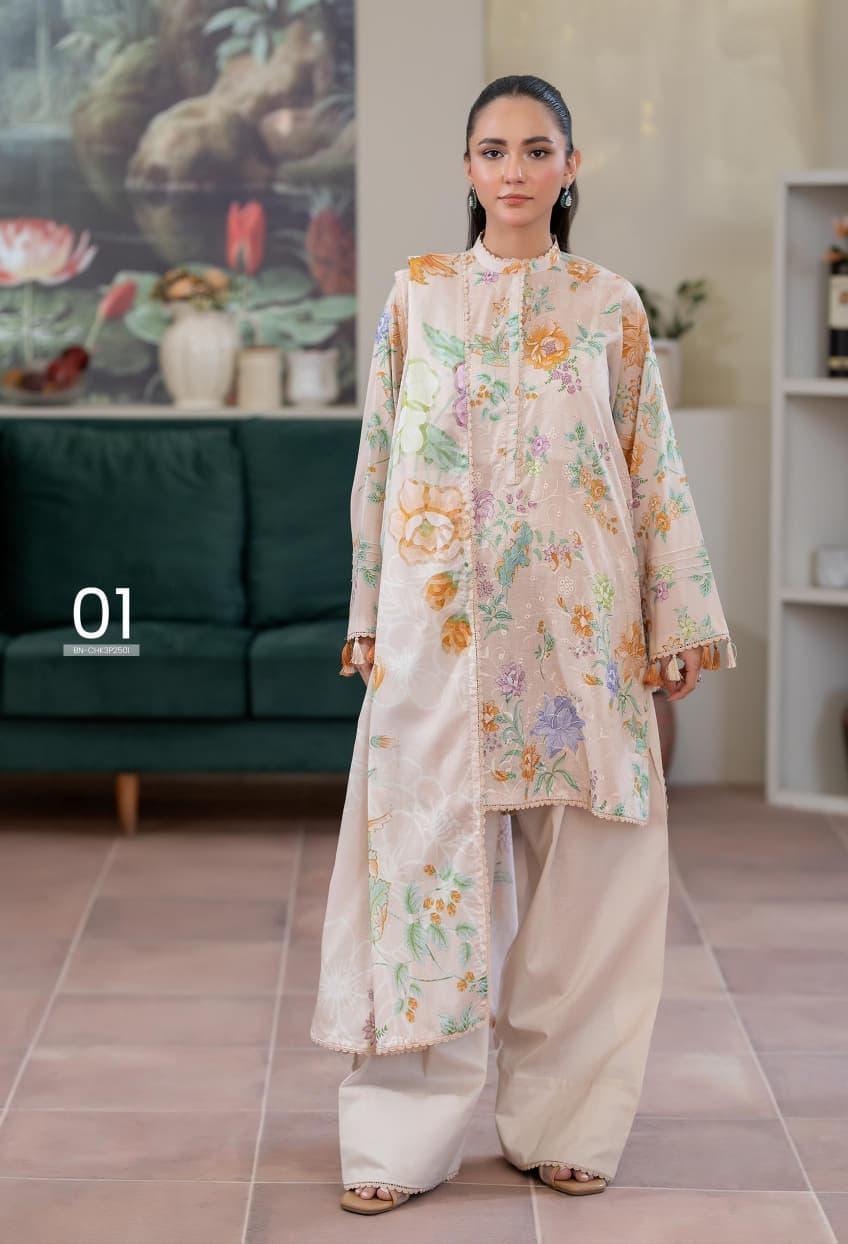 3 Pcs Women's Unstitched Printed Suit