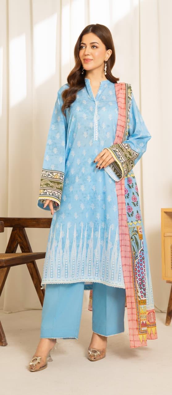 3 Pcs Women's Unstitched Printed Suit