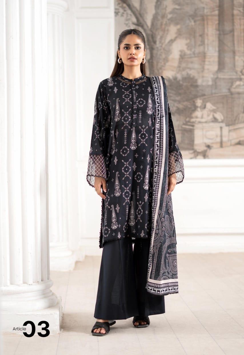 3 Pcs Women's Unstitched Printed Suit