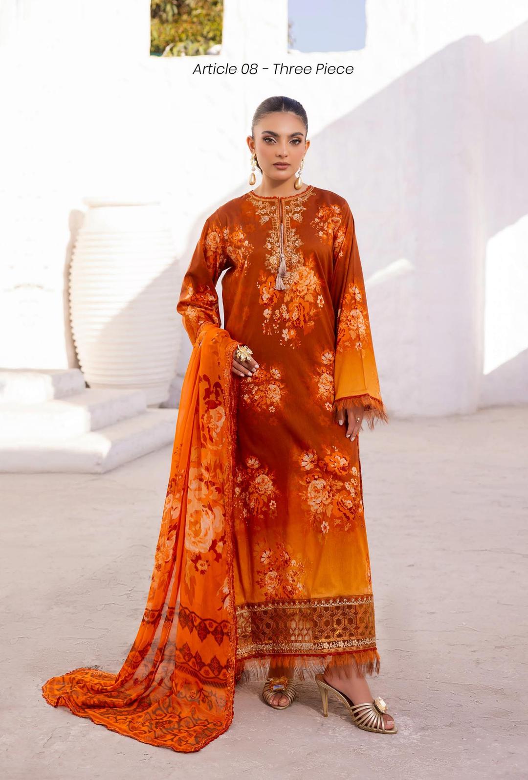 3 Pcs Women's Unstitched Printed Suit