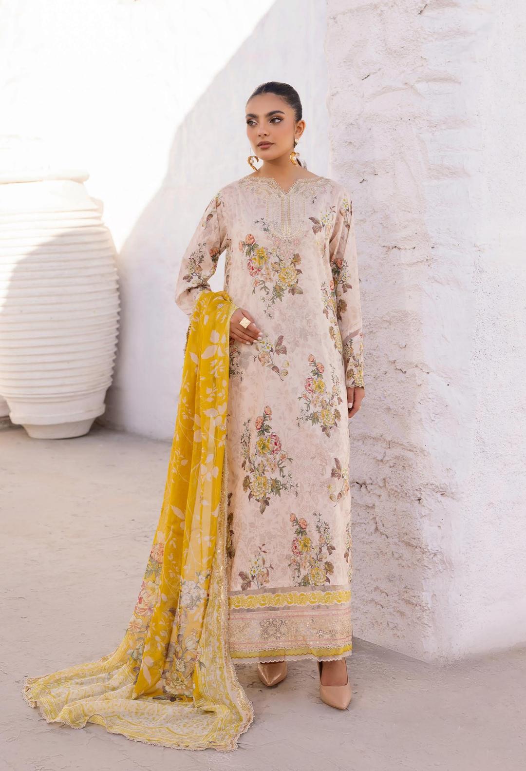 3 Pcs Women's Unstitched Printed Suit