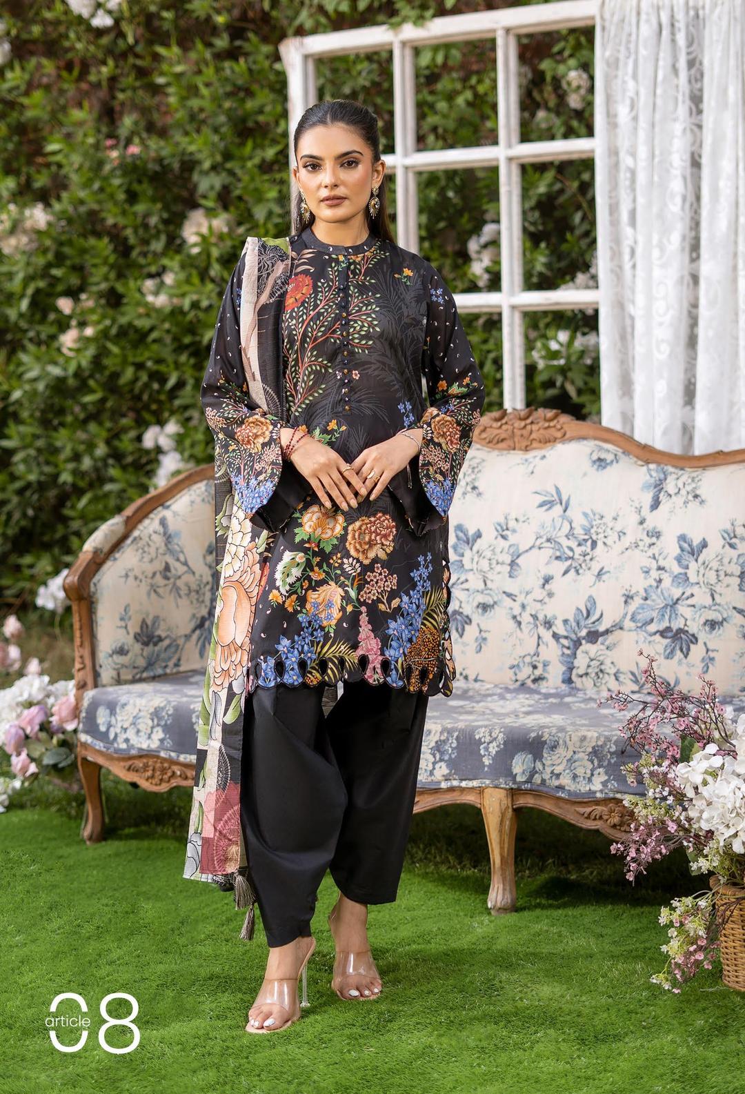 3 Pcs Women's Unstitched Printed Suit