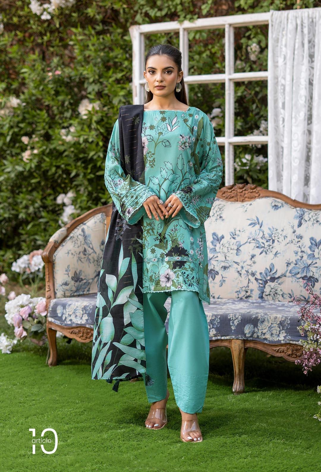 3 Pcs Women's Unstitched Printed Suit