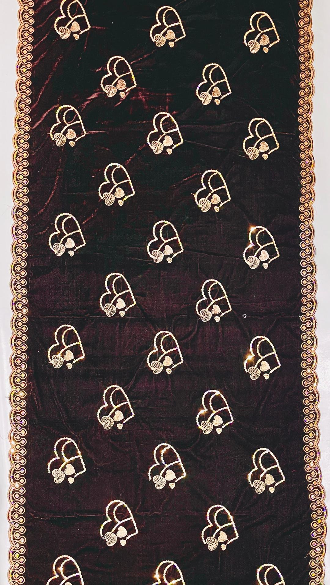 Women's Velvet Embroidered Border Shawl