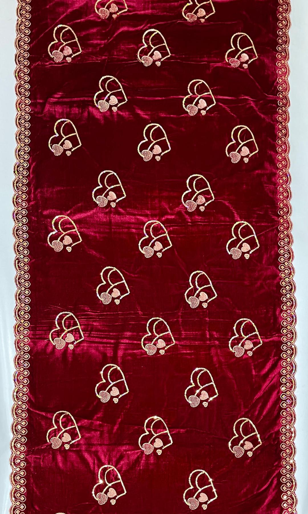 Women's Velvet Embroidered Border Shawl