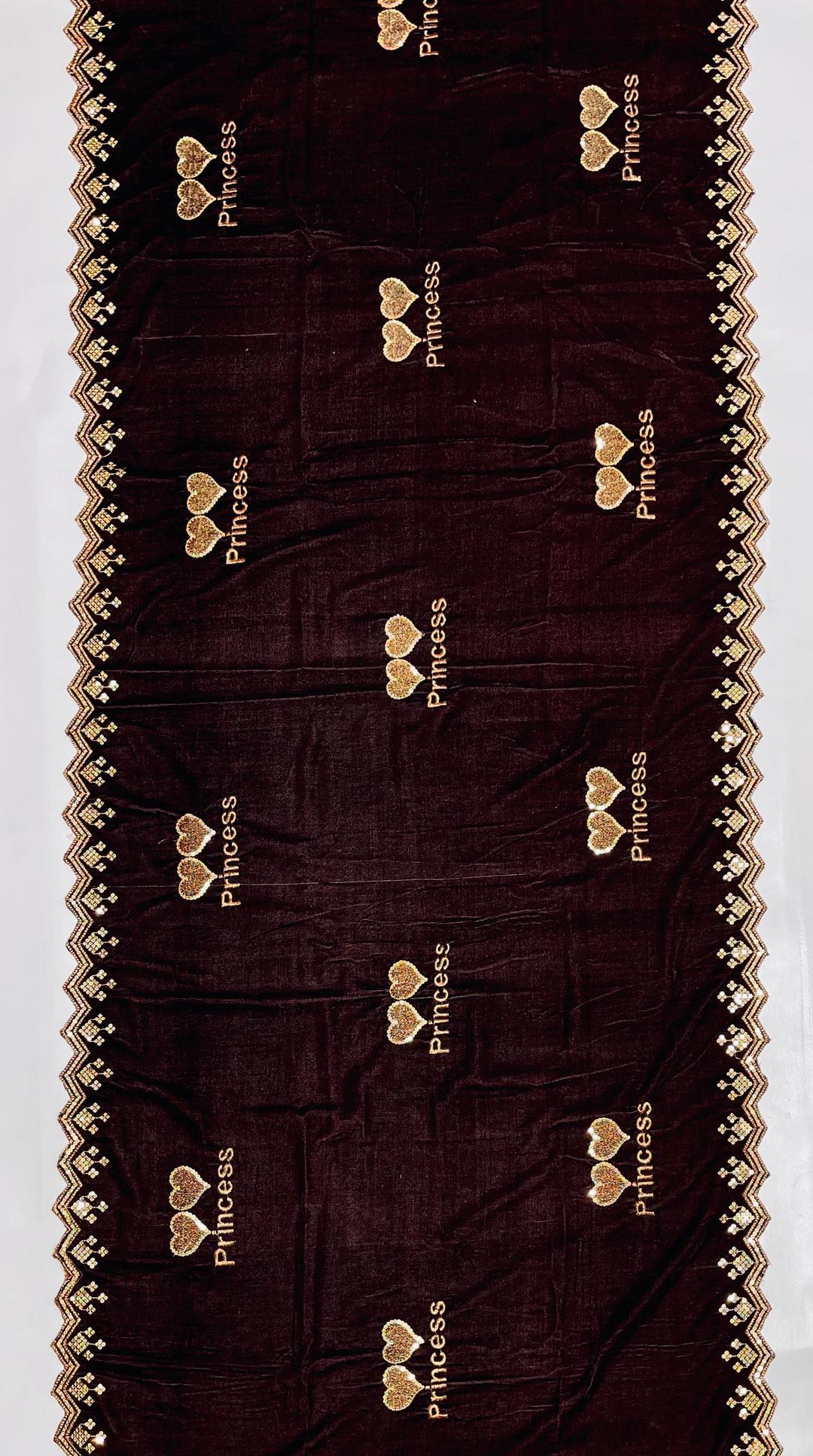 Luxurious Brown Velvet Shawl with Exquisite Embroidered Border
