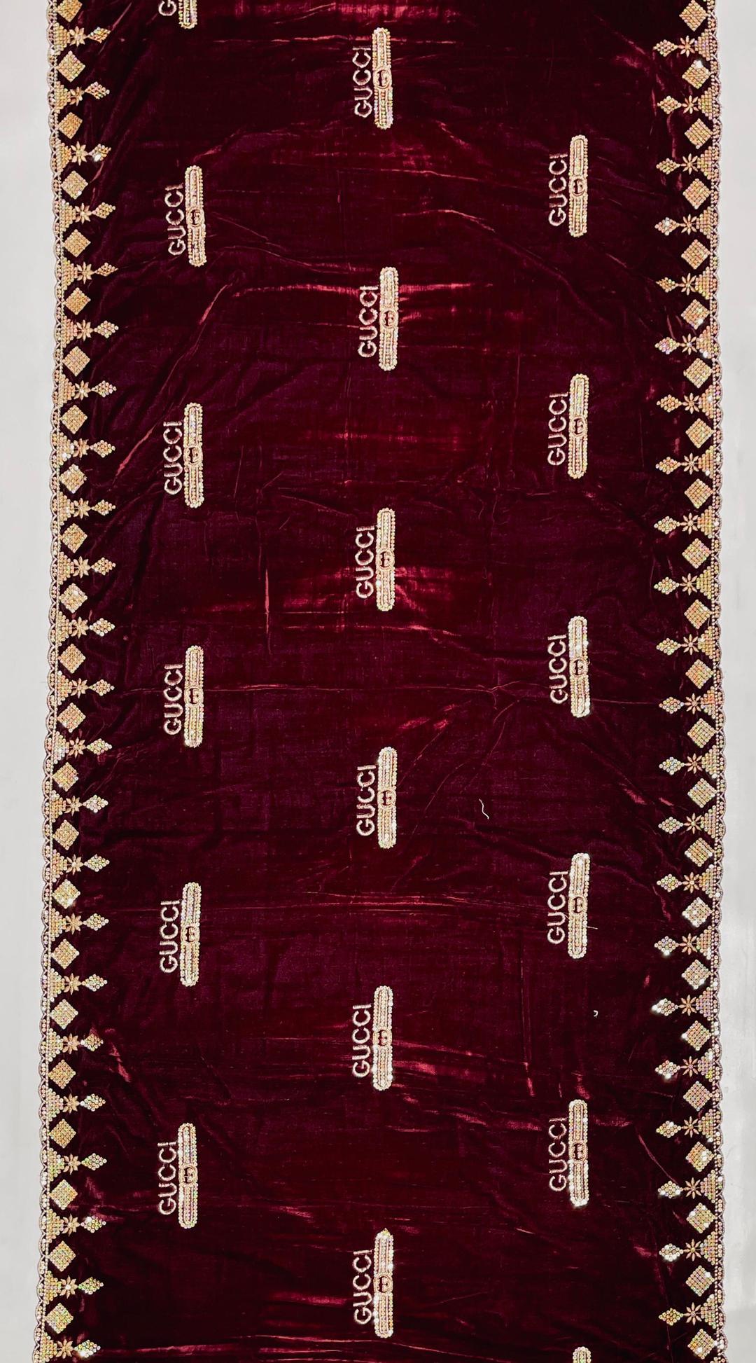 Luxurious Maroon Velvet Embroidered Shawl - Elegant Fashion Statement