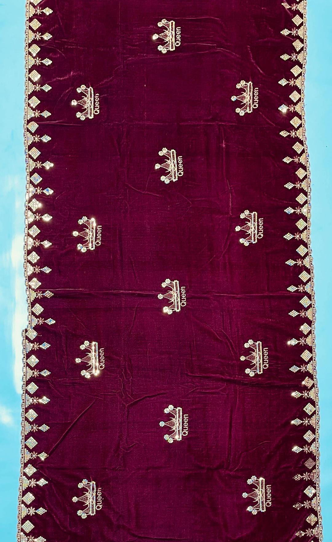 Luxurious Maroon Velvet Embroidered Shawl - Elegant Wrap for Every Occasion