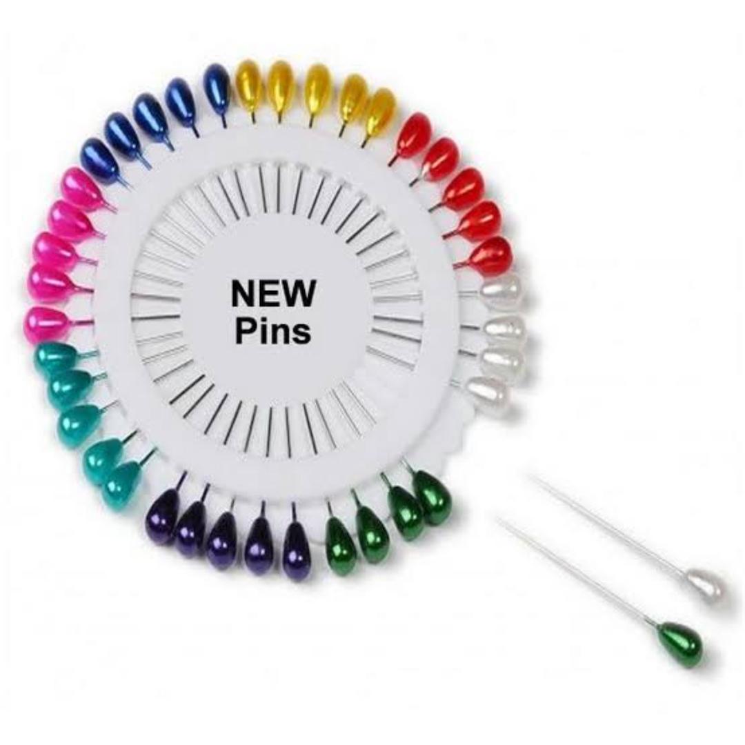40 Pcs High Quality Multicolor Pearl Hijab Pins - Stylish Metal Accessories for All Occasions