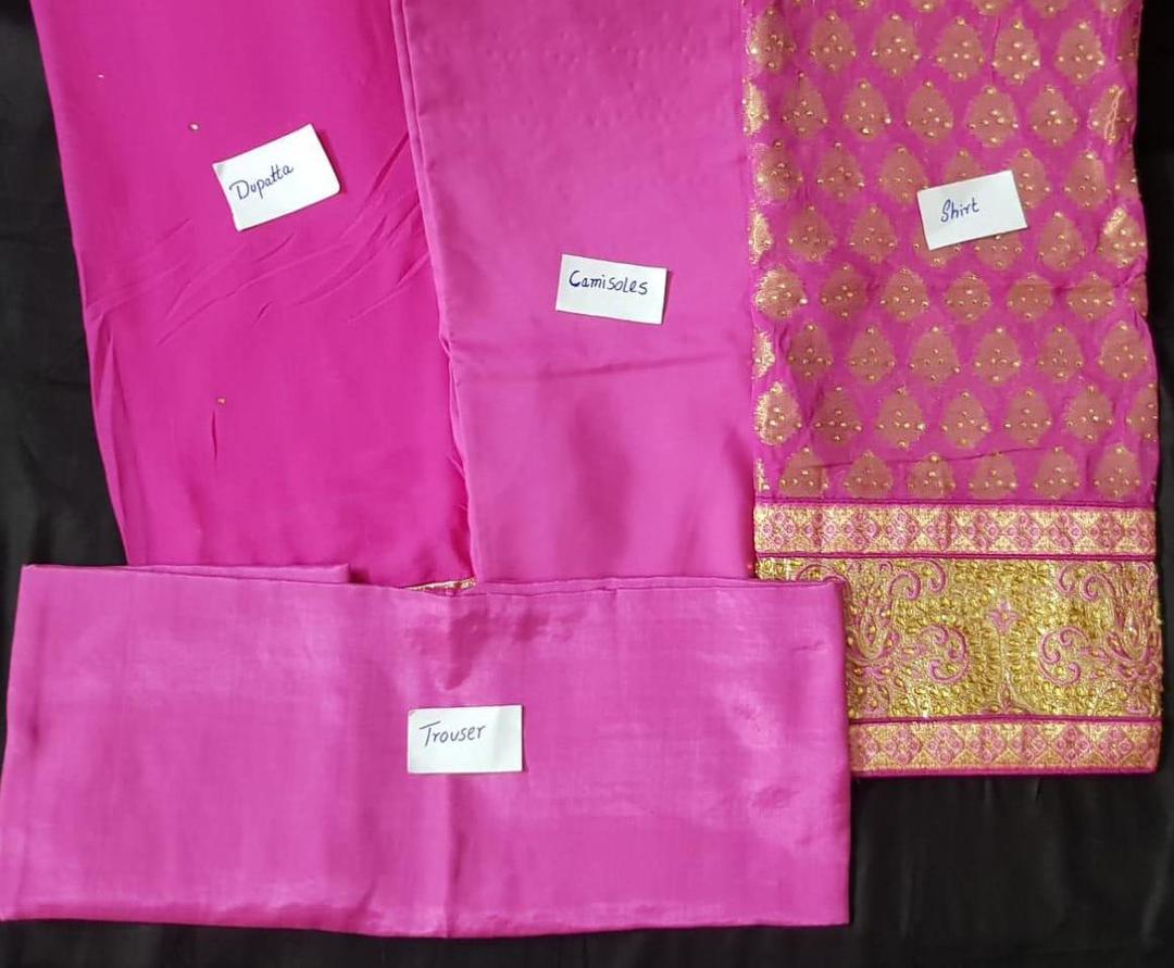 Elegant Pink Embroidered Suit with Silk Trouser & Dupatta - 3 Pcs
