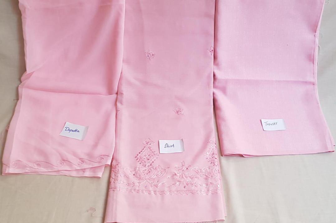 Stylish 3 Pcs Pink Embroidered Suit