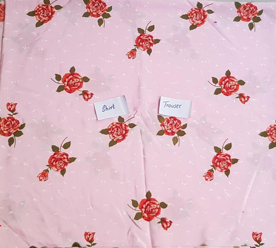 Printed Pink Silk Suit | 2 Pcs Set