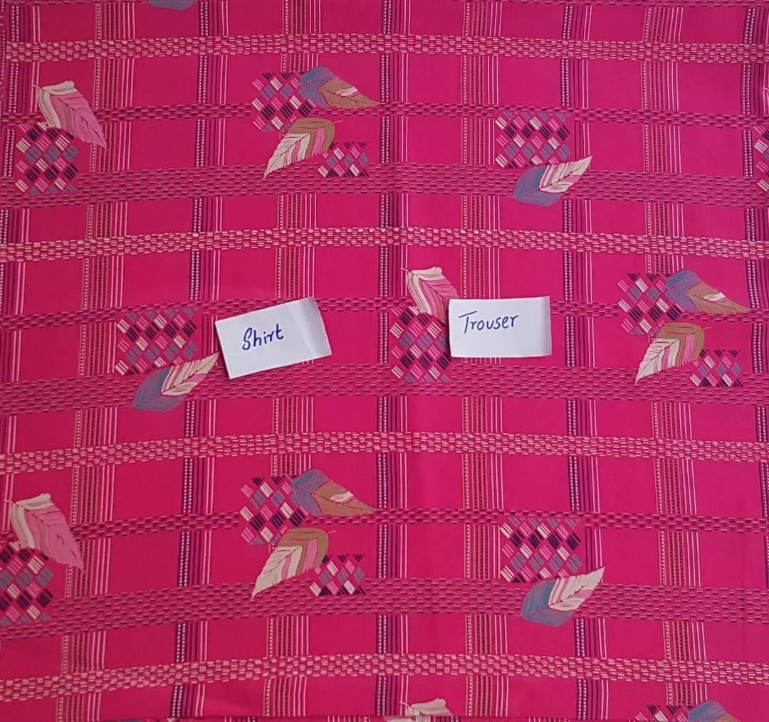 Magenta Printed Silk Suit - 2 Pcs Set