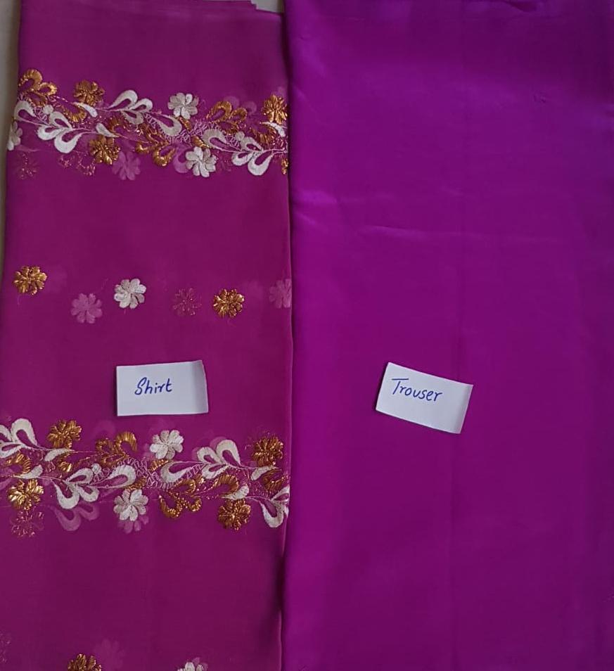 Stunning Purple Printed Silk Suit - 2 Pcs Set