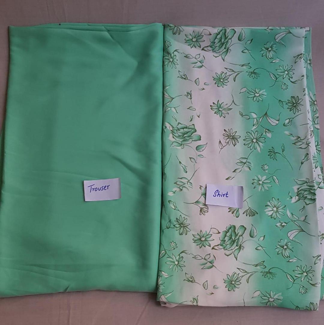 Light Green Printed Silk Suit - 2 Pcs Ensemble