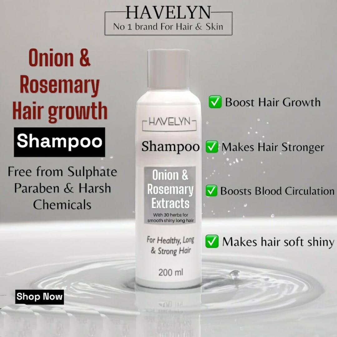 Nourishing Hair Shampoo with Onion & Rosemary for Root Strength and Elasticity 200 Ml