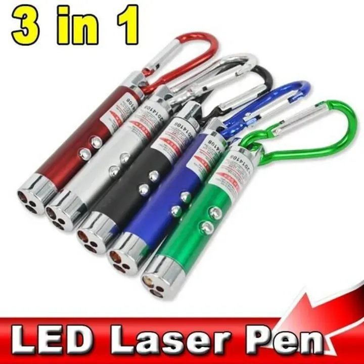 3 in 1 Laser Light with Key Chain, Laser Pointer with Emergency Hazard LED Light Best for Gift Toy