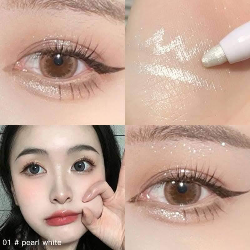 Pearl White 2 in 1 Highlighter Pen - Glossy Silkworm Beauty Tool