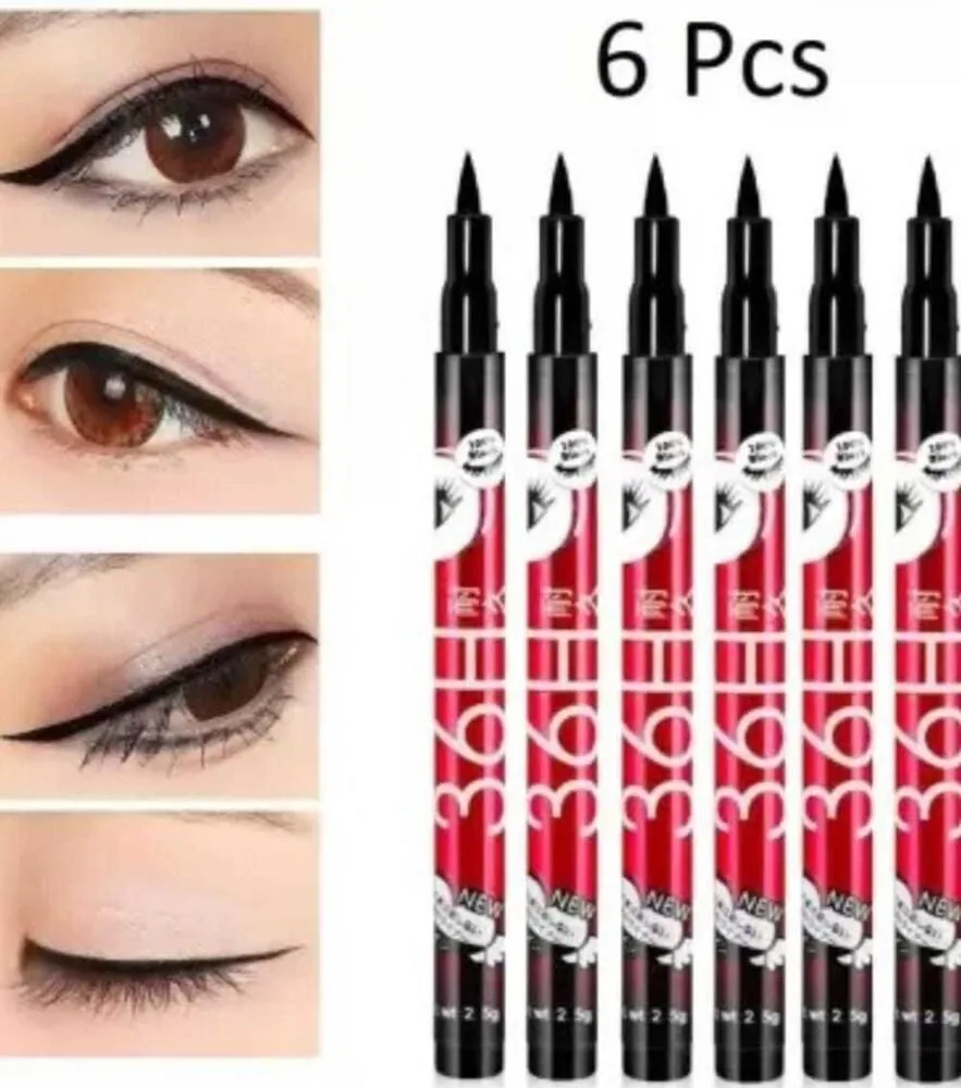 Smudge Proof 36 Hour Long Lasting Liquid EyeLiner, Pack of 6