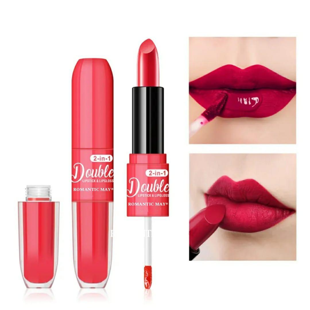 3 Pcs Ruby Red Velvety Lip Gloss & Lipstick - Bold Coverage & Hydrating Matte Finish