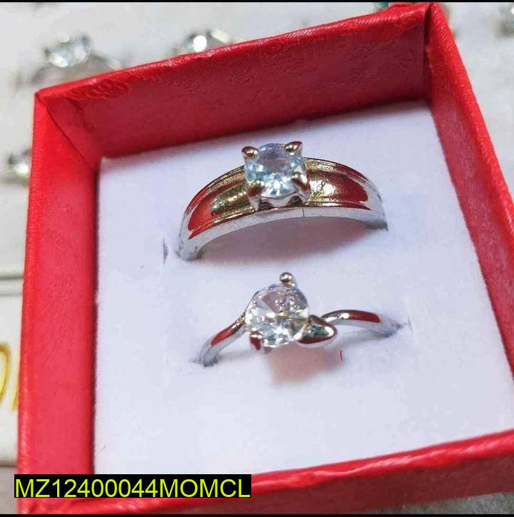 2 Pcs Alloy Gold Plated Zircone Stone Ring