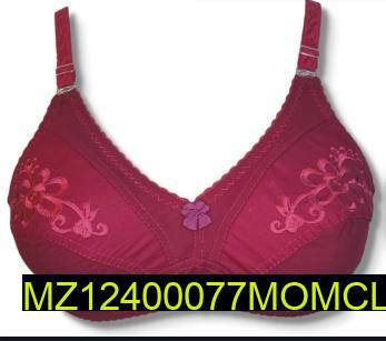 Cotton Embroidered Bra, Maroon