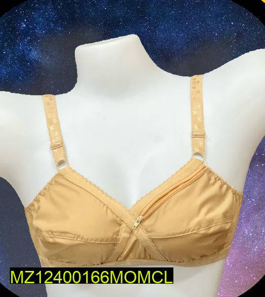Cotton Plain Pocket Bra, Beige