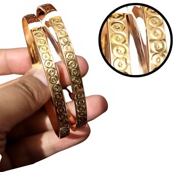 2 Pcs Minakari Design Gold Plated Kundan Kara Bangle 