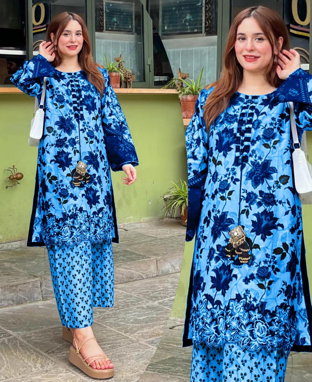 3 Pcs Women's Stitched Printed Suit