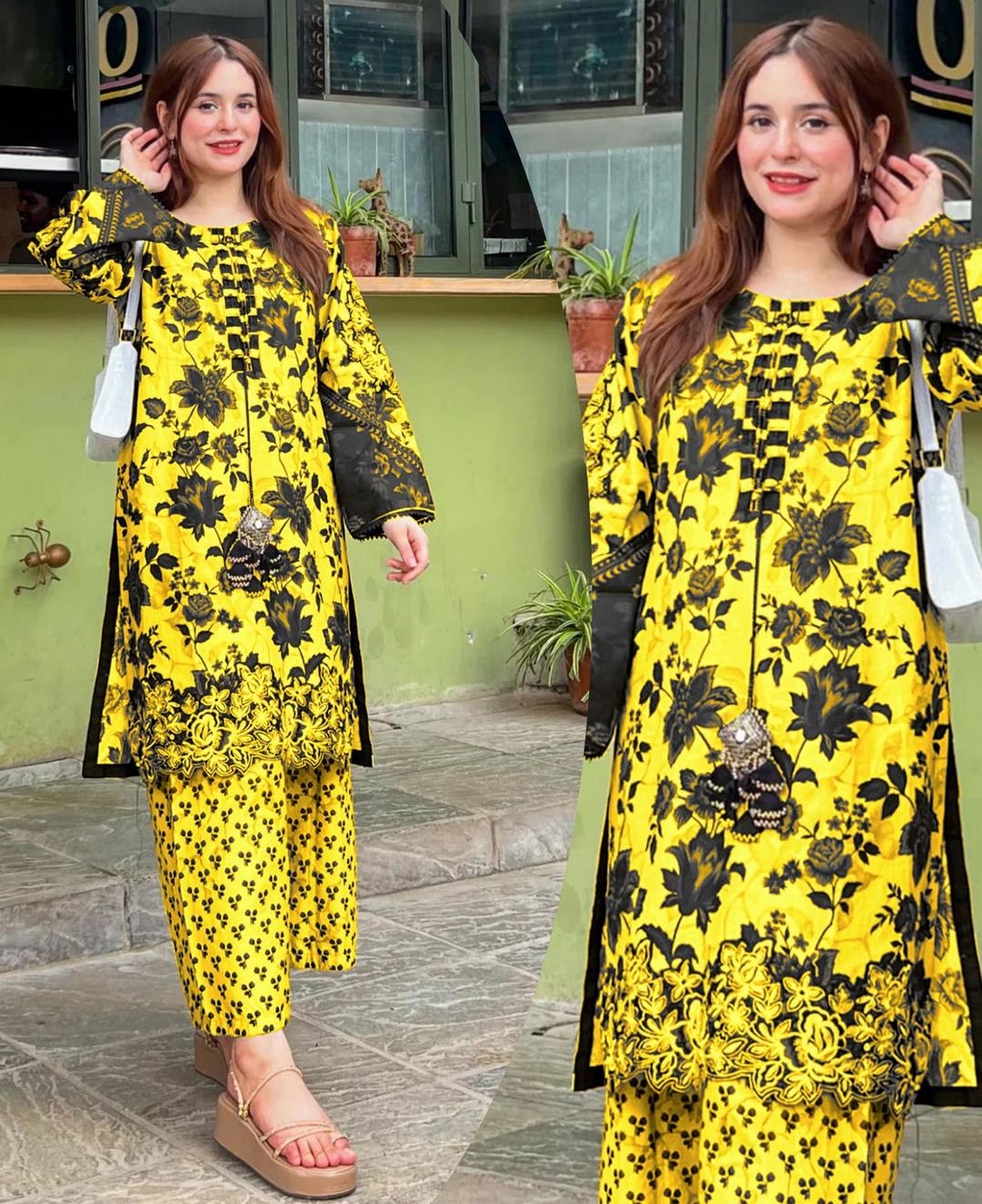 3 Pcs Women's Stitched Printed Suit