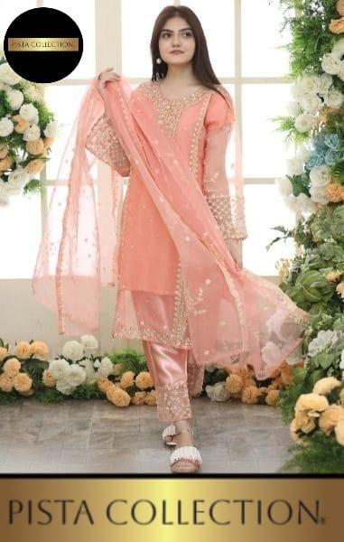 3 Pcs Women's Stitched Embroidered Suit